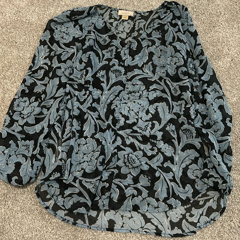 Loft XS sheer light blue flower design